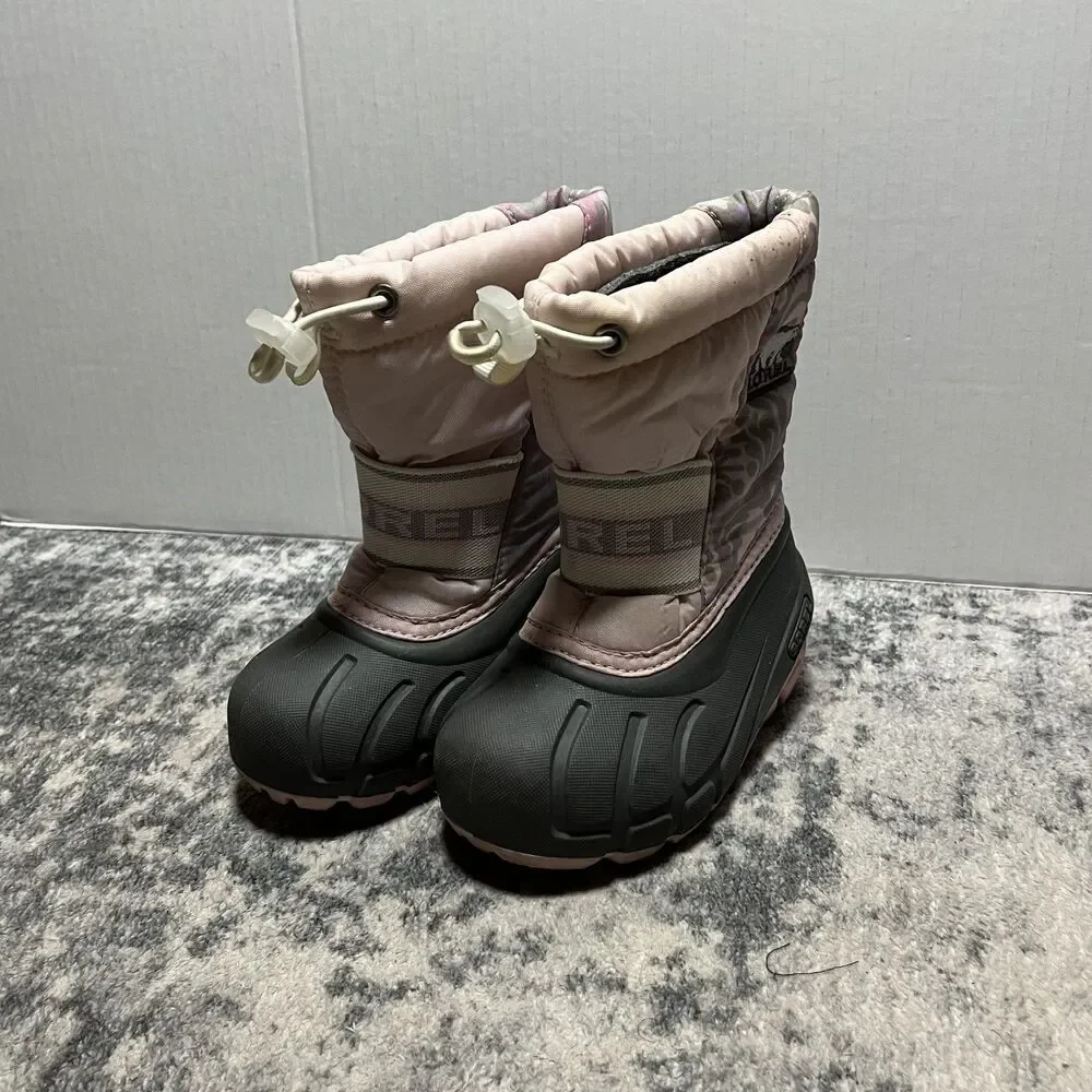 Sorel Club Girls Size 7 NC1799-636 Pink & Gray‎ Lined Waterproof Winter Boots